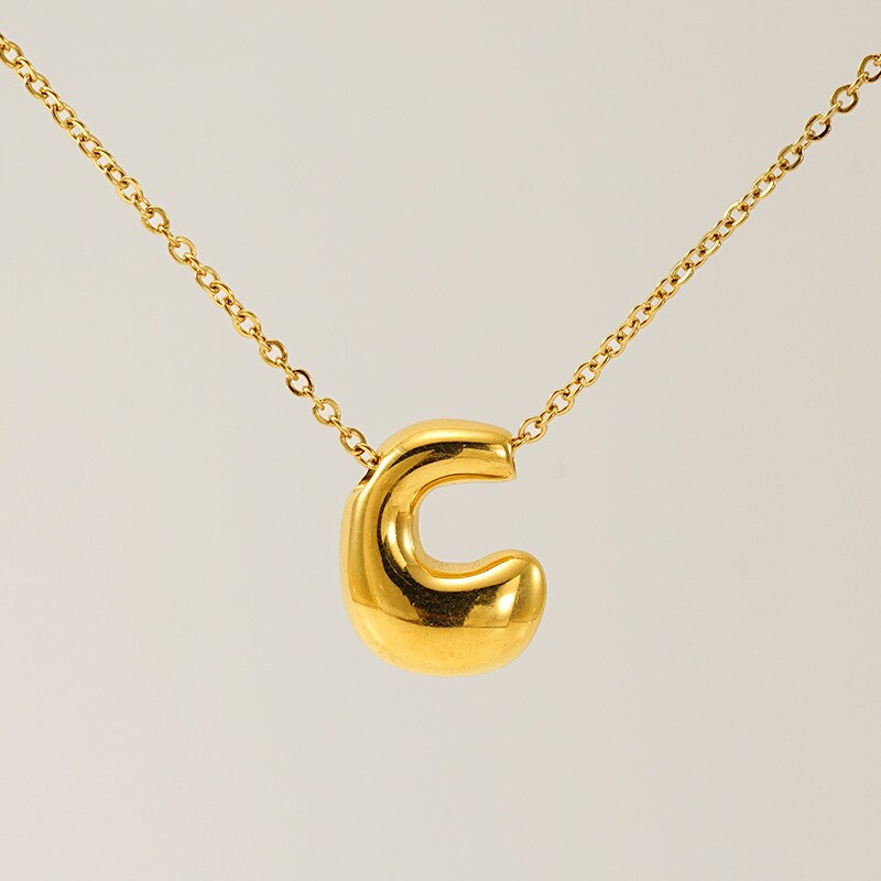 Gold color / 1 Piece Simple Series Daily Letter C Titanium Steel 18K Gold Plated Unisex Pendant Necklaces Picture3